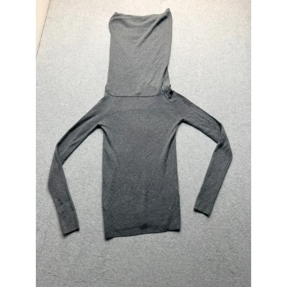 Zara Womens Gray Cowl Neck Knit Long Sleeve Sweater Top Size Small Ribbed Raglan